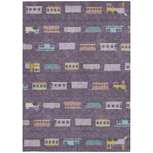 9 X 12 Abstract Plum Purple Washable Polyester Area Rug for Indoor Outdoor Spaces
