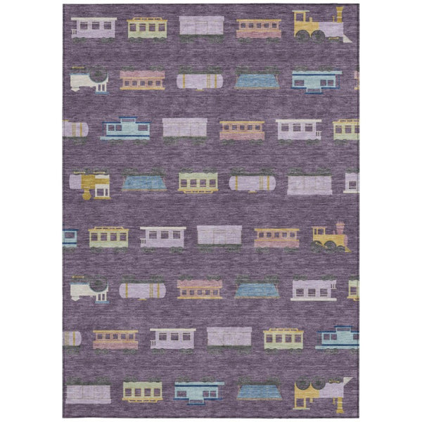 9 X 12 Abstract Plum Purple Washable Polyester Area Rug for Indoor Outdoor Spaces
