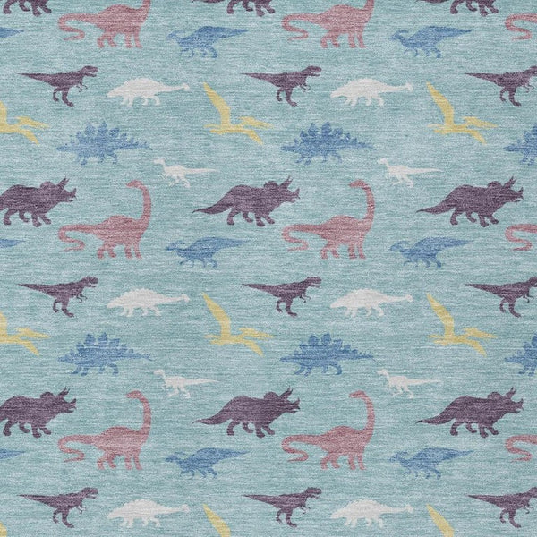 HomeRoots Geometric Polyester Area Rug Washable Indoor Outdoor Low Pile Coastal Teal Aqua Patio 10' x 14' 733769