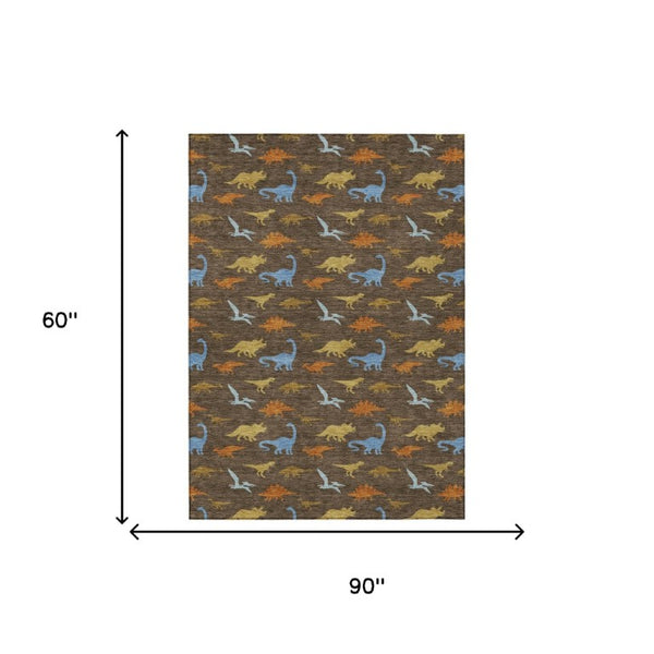 5x8 Washable Geometric Polyester Area Rug for Patios Living Rooms and High Traffic Spaces
