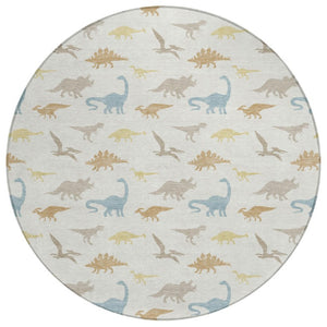 8 Foot Round Washable Geometric Polyester Area Rug for Indoor Outdoor Spaces