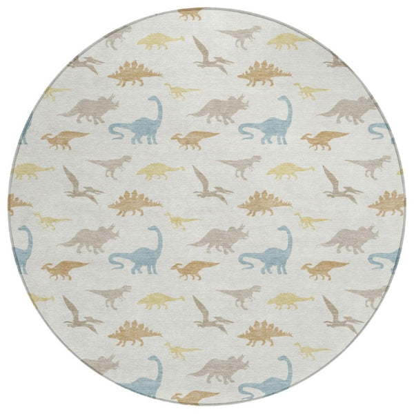 8 Foot Round Washable Geometric Polyester Area Rug for Indoor Outdoor Spaces