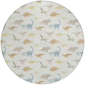HomeRoots 8 Foot Round Washable Geometric Polyester Area Rug for Indoor Outdoor Spaces 733790