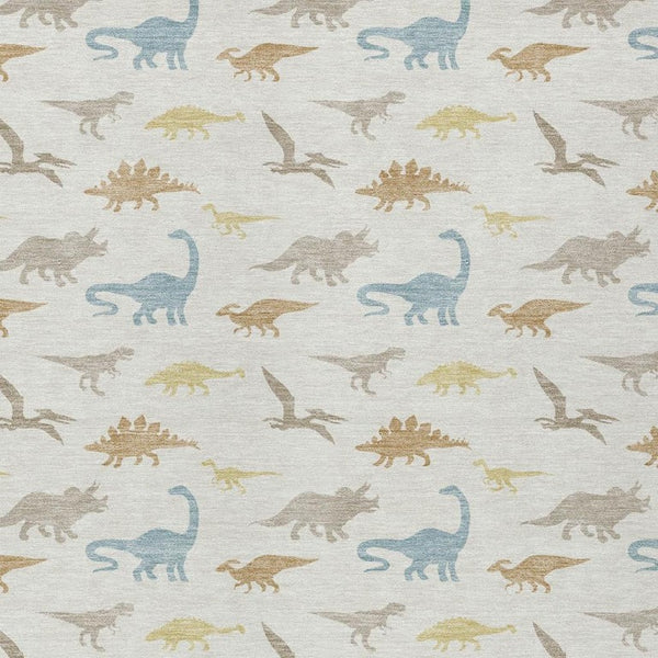 HomeRoots 8 X 10 Ivory Beige Geometric Polyester Indoor Outdoor Washable Area Rug 733791