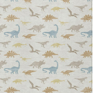 HomeRoots 9 X 12 Geometric Polyester Area Rug Washable Neutral Tones for Indoor Outdoor Use 733792