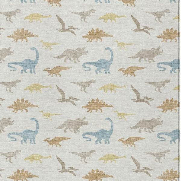 HomeRoots 9 X 12 Geometric Polyester Area Rug Washable Neutral Tones for Indoor Outdoor Use 733792