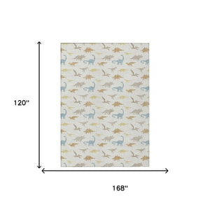 10 Ft Geometric Washable Polyester Area Rug for Indoor Outdoor Living Spaces
