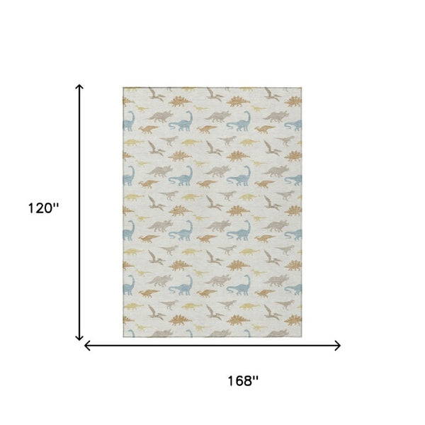 10 Ft Geometric Washable Polyester Area Rug for Indoor Outdoor Living Spaces