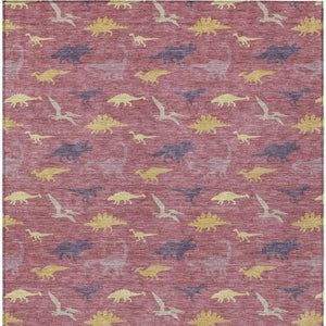 Mauve Pink Geometric Polyester Area Rug Washable for Indoor Outdoor Patio and Living Spaces