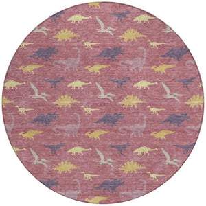 HomeRoots 8 Ft Round Geometric Polyester Area Rug Washable for Patio Porch and Indoor Spaces 733796