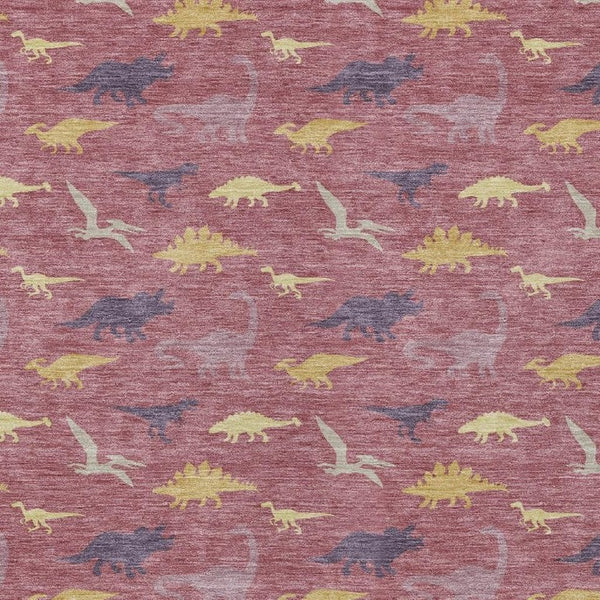 Mauve Pink Geometric Polyester Area Rug Washable for Indoor Outdoor Patio and Living Spaces