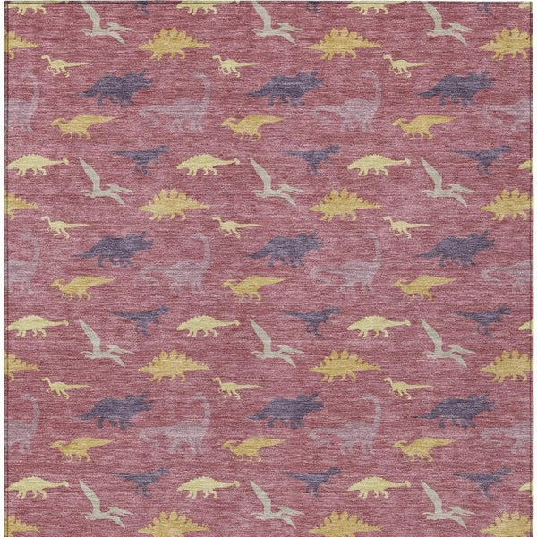 Mauve Pink Geometric Polyester Area Rug Washable for Indoor Outdoor Patio and Living Spaces