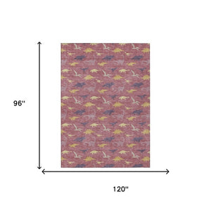 Mauve Pink Geometric Polyester Area Rug Washable for Indoor Outdoor Patio and Living Spaces