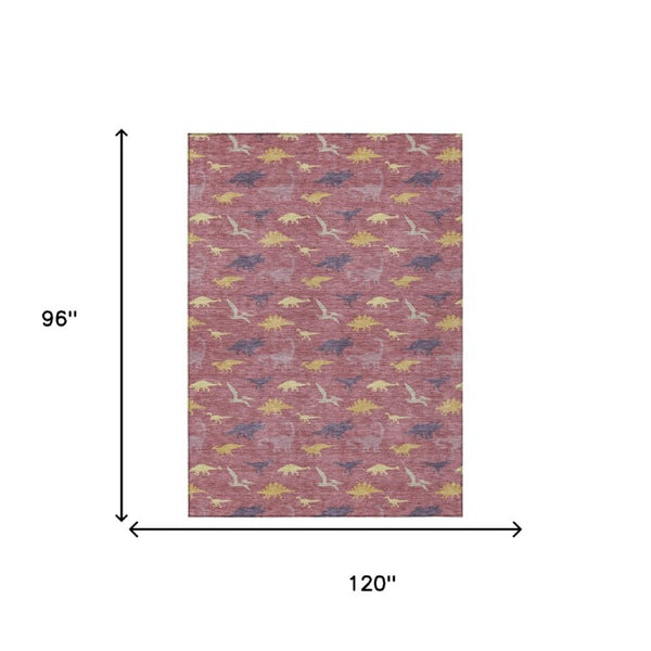 Mauve Pink Geometric Polyester Area Rug Washable for Indoor Outdoor Patio and Living Spaces