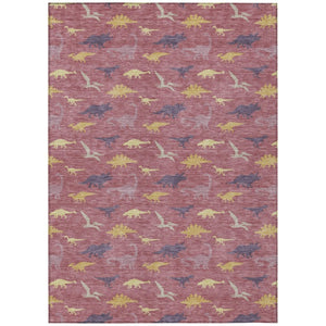 Mauve Pink Geometric Polyester Area Rug Washable for Indoor Outdoor Patio and Living Spaces