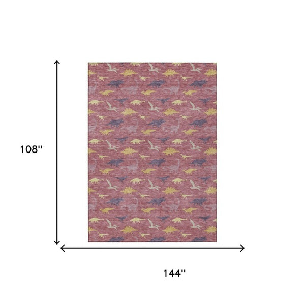 Mauve Pink Geometric Polyester Area Rug Washable for Indoor Outdoor Patio and Living Spaces