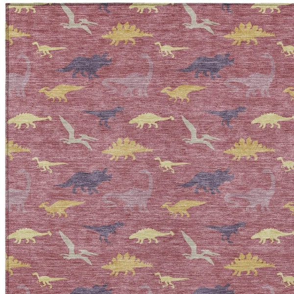 HomeRoots Mauve Pink Geometric Polyester Area Rug Washable for Indoor Outdoor Patio and Living Spaces 10' x 14' 733799
