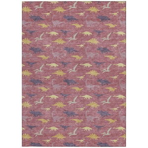 Mauve Pink Geometric Polyester Area Rug Washable for Indoor Outdoor Patio and Living Spaces