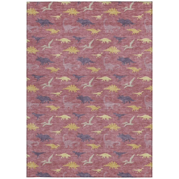 Mauve Pink Geometric Polyester Area Rug Washable for Indoor Outdoor Patio and Living Spaces