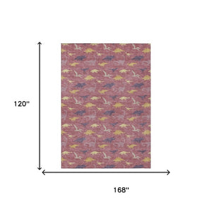Mauve Pink Geometric Polyester Area Rug Washable for Indoor Outdoor Patio and Living Spaces