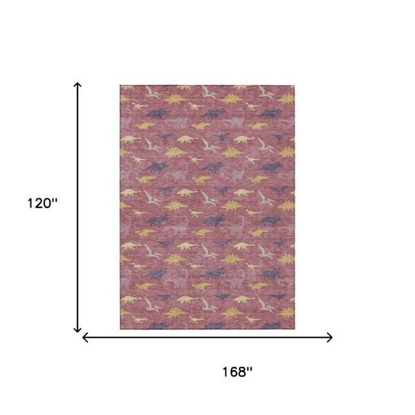 Mauve Pink Geometric Polyester Area Rug Washable for Indoor Outdoor Patio and Living Spaces
