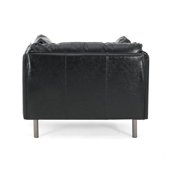 English Elm Christopher Knight Home® - 39" Vintage Black Faux Leather Lounge Chair - Stylish Comfort With Durable Build For Any Space N767P208310K