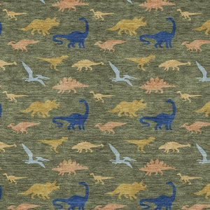 HomeRoots 8 Ft X 10 Ft Olive Geometric Washable Polyester Area Rug for Patios and Living Rooms 733809
