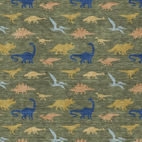 HomeRoots 9 X 12 Olive Geometric Polyester Indoor Outdoor Washable Rug for Patio or Living Room 733810