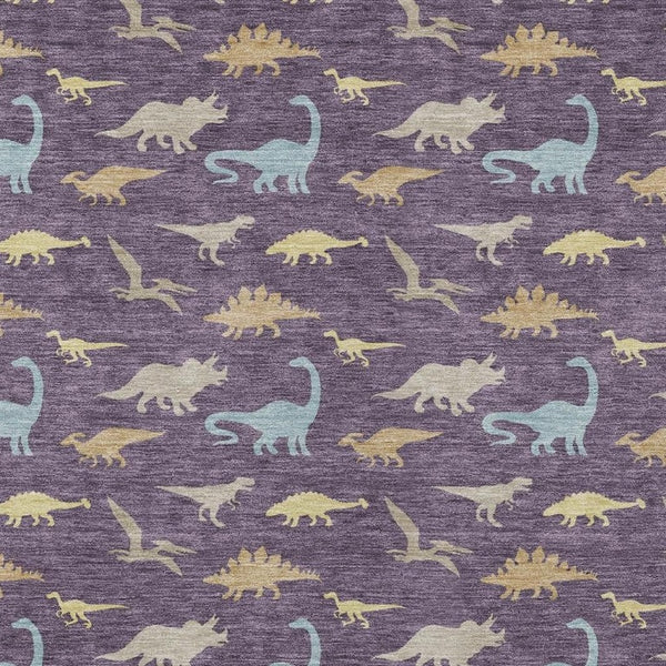 HomeRoots 8 X 10 Plum Purple Geometric Polyester Washable Indoor Outdoor Low Pile Area Rug 733815