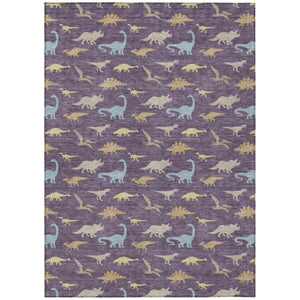 9 X 12 Plum Purple Geometric Polyester Washable Indoor Outdoor Area Rug