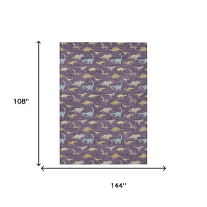 9 X 12 Plum Purple Geometric Polyester Washable Indoor Outdoor Area Rug