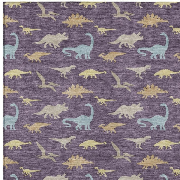 HomeRoots 10 X 14 Plum Purple Geometric Polyester Washable Indoor Outdoor Area Rug 733817