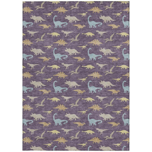 10 X 14 Plum Purple Geometric Polyester Washable Indoor Outdoor Area Rug