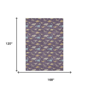 10 X 14 Plum Purple Geometric Polyester Washable Indoor Outdoor Area Rug