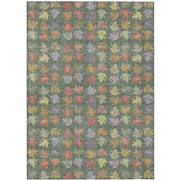 5 by 8 Geometric Polyester Area Rug Washable Low Pile for Patios and Living Rooms