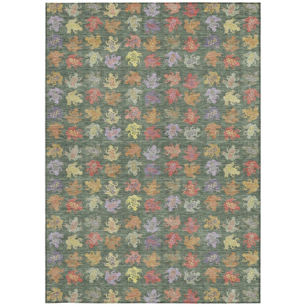 5 by 8 Geometric Polyester Area Rug Washable Low Pile for Patios and Living Rooms