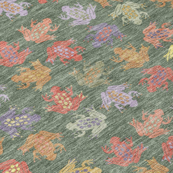 5 by 8 Geometric Polyester Area Rug Washable Low Pile for Patios and Living Rooms