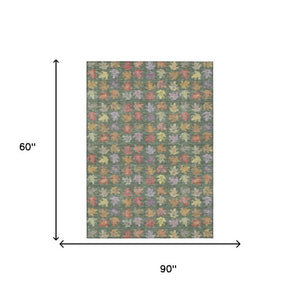 5 by 8 Geometric Polyester Area Rug Washable Low Pile for Patios and Living Rooms