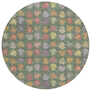 8 Foot Round Geometric Polyester Rug Machine Washable Indoor Outdoor Patio Use