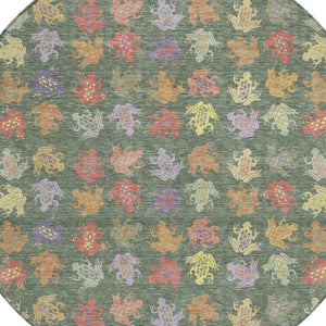 HomeRoots 8 Foot Round Geometric Polyester Rug Machine Washable Indoor Outdoor Patio Use 733820