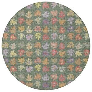 8 Foot Round Geometric Polyester Rug Machine Washable Indoor Outdoor Patio Use