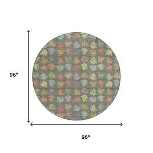 8 Foot Round Geometric Polyester Rug Machine Washable Indoor Outdoor Patio Use