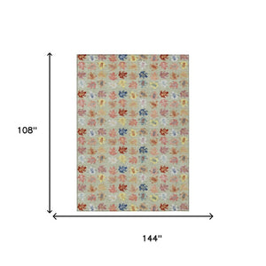 9x12 Geometric Polyester Area Rug Machine Washable Indoor Outdoor Patio Living Room