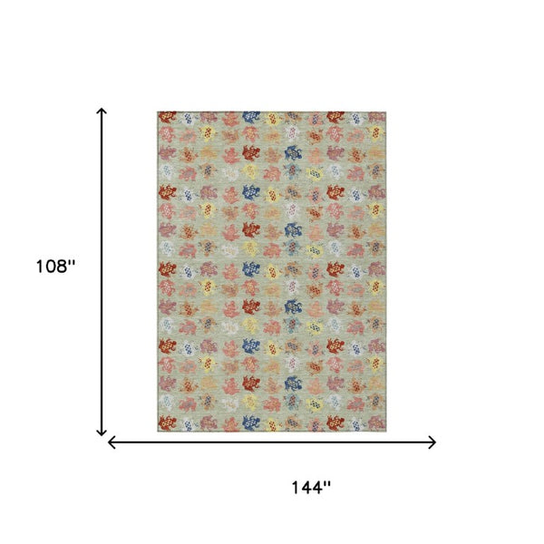 9x12 Geometric Polyester Area Rug Machine Washable Indoor Outdoor Patio Living Room