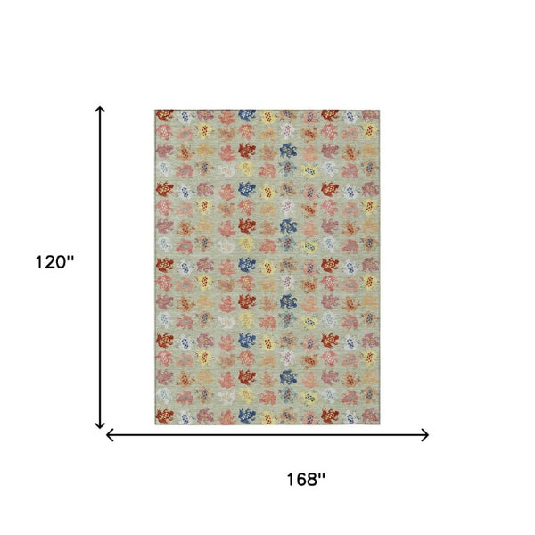 10 X 14 Geometric Polyester Area Rug Washable for Patios Entryways and Living Rooms
