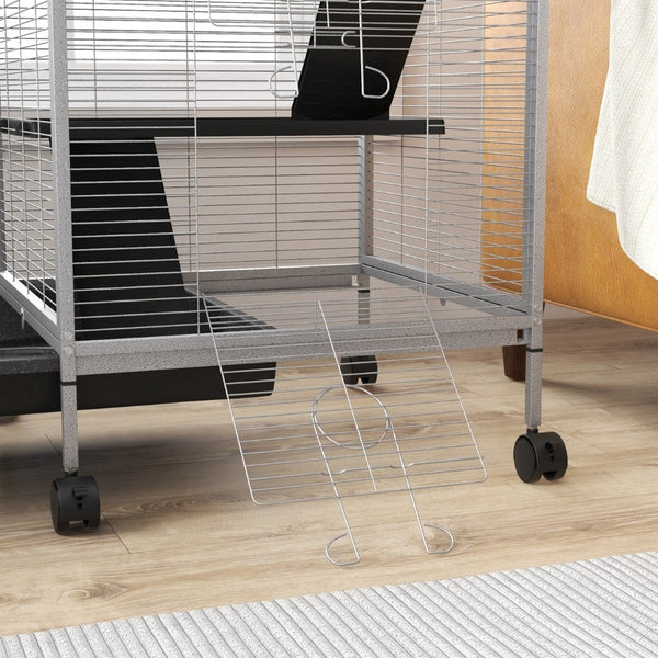 English Elm Pawhut Double Stacked Aviary Steel Bird Cage with Rolling Casters for Small Birds W2225P173733