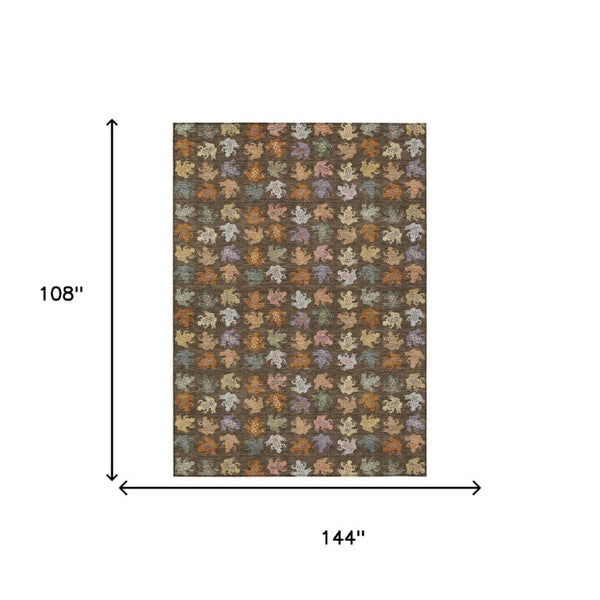 9x12 Geometric Polyester Area Rug Washable Low Pile for Patio or Living Room