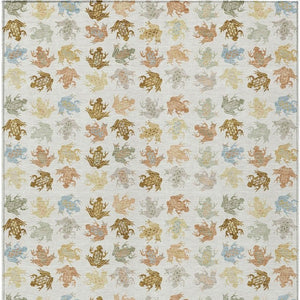 HomeRoots 5 X 8 Geometric Polyester Area Rug Machine Washable for Indoor Outdoor Spaces 733843