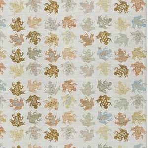 HomeRoots 9 X 12 Ivory Linen Geometric Polyester Washable Area Rug for Indoor Outdoor Spaces 733846
