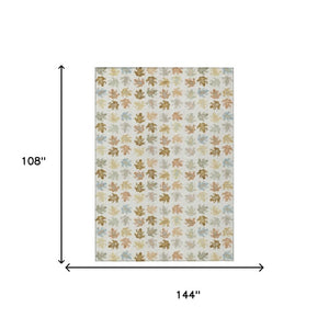 9 X 12 Ivory Linen Geometric Polyester Washable Area Rug for Indoor Outdoor Spaces